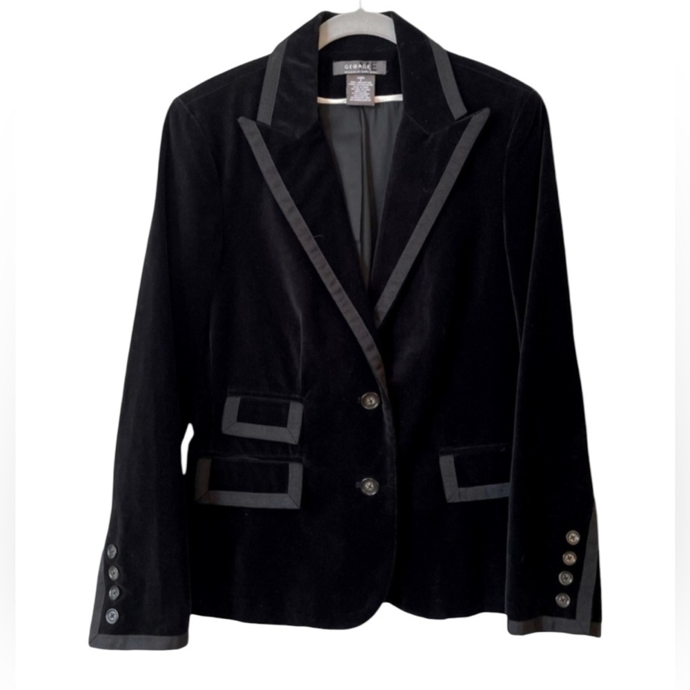 George by Mark Eisen Black Velvet Tuxedo Blazer Women’s Size 14